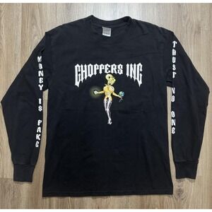 Vintage Y2K "Money Is Fake" Black Long Sleeve‎ Shirt Size M